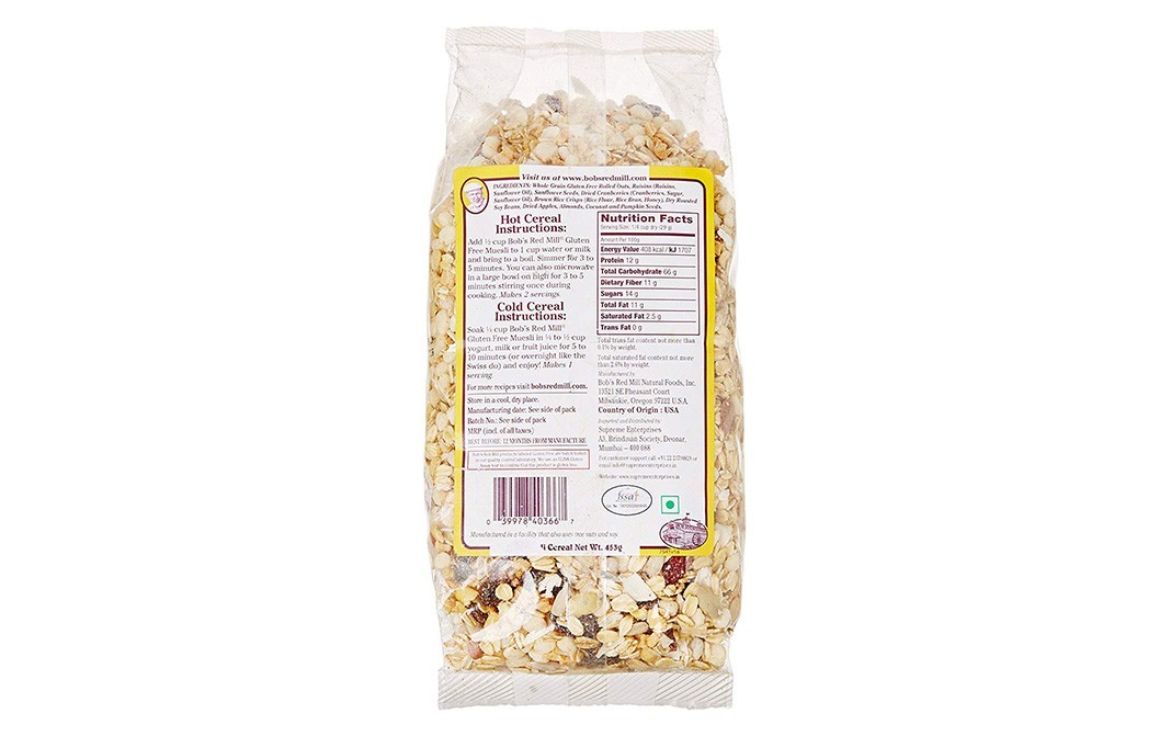 Bob's Red Mill Gluten Free Muesli    Pack  453 grams